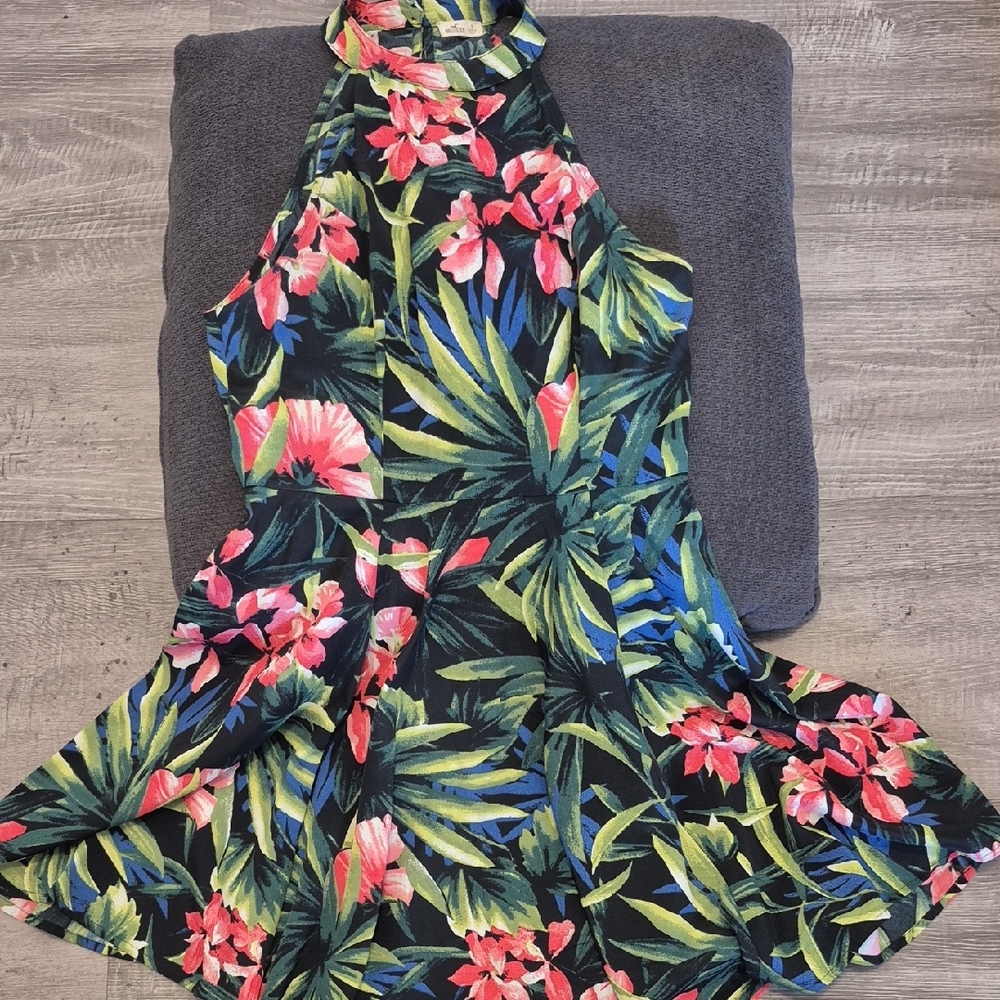 Hollister Floral Mini Dress - Black, Green, Pink